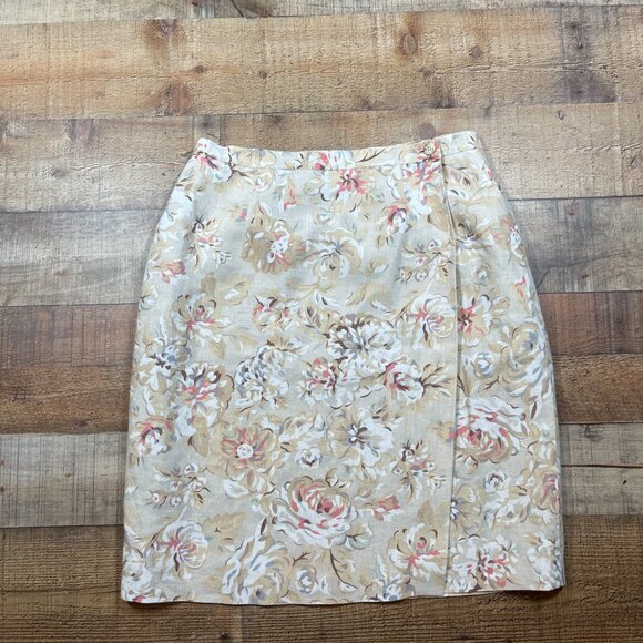 Talbots Linen Floral Wrap Skirt size 12 - Picture 4 of 4